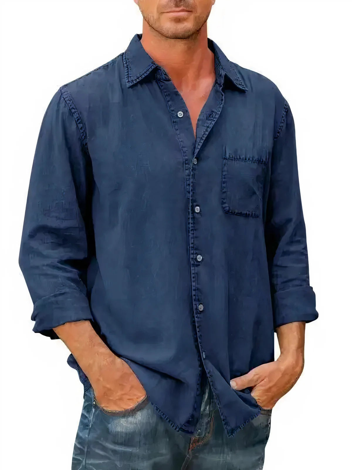 Camisa de cowboy longa -suspensa para homens | Ideal para o verão