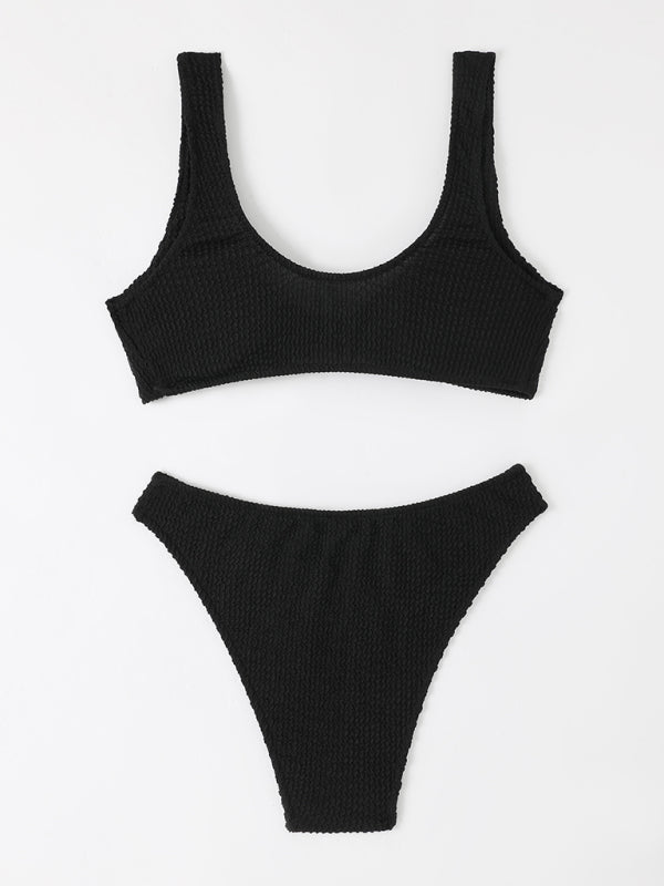 Bikini für Frauen mit gerafftem, gewelltem Stoff und gedrehtem Schwimmanzug