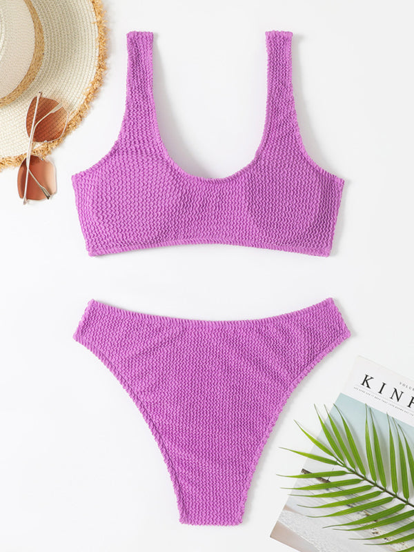 Bikini für Frauen mit gerafftem, gewelltem Stoff und gedrehtem Schwimmanzug