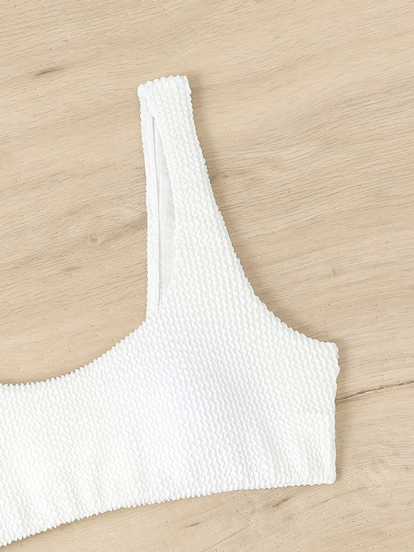 Bikini für Frauen mit gerafftem, gewelltem Stoff und gedrehtem Schwimmanzug