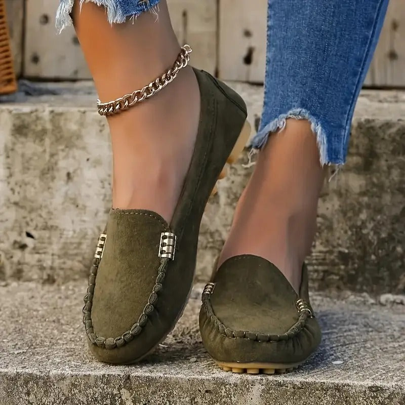 Sapatos femininos baixos com deslizamento fácil | Ideal para o dia a dia
