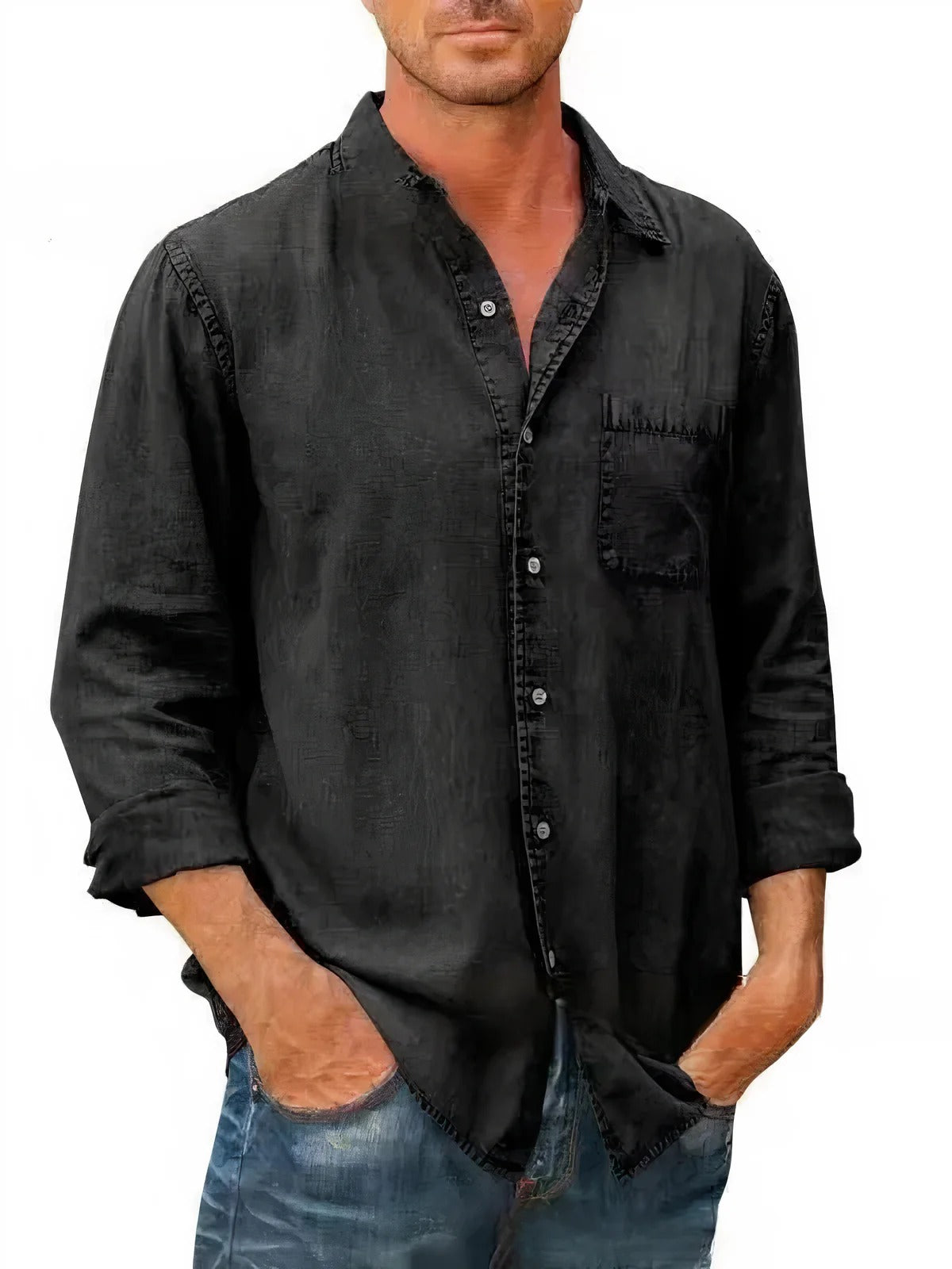Camisa de cowboy longa -suspensa para homens | Ideal para o verão