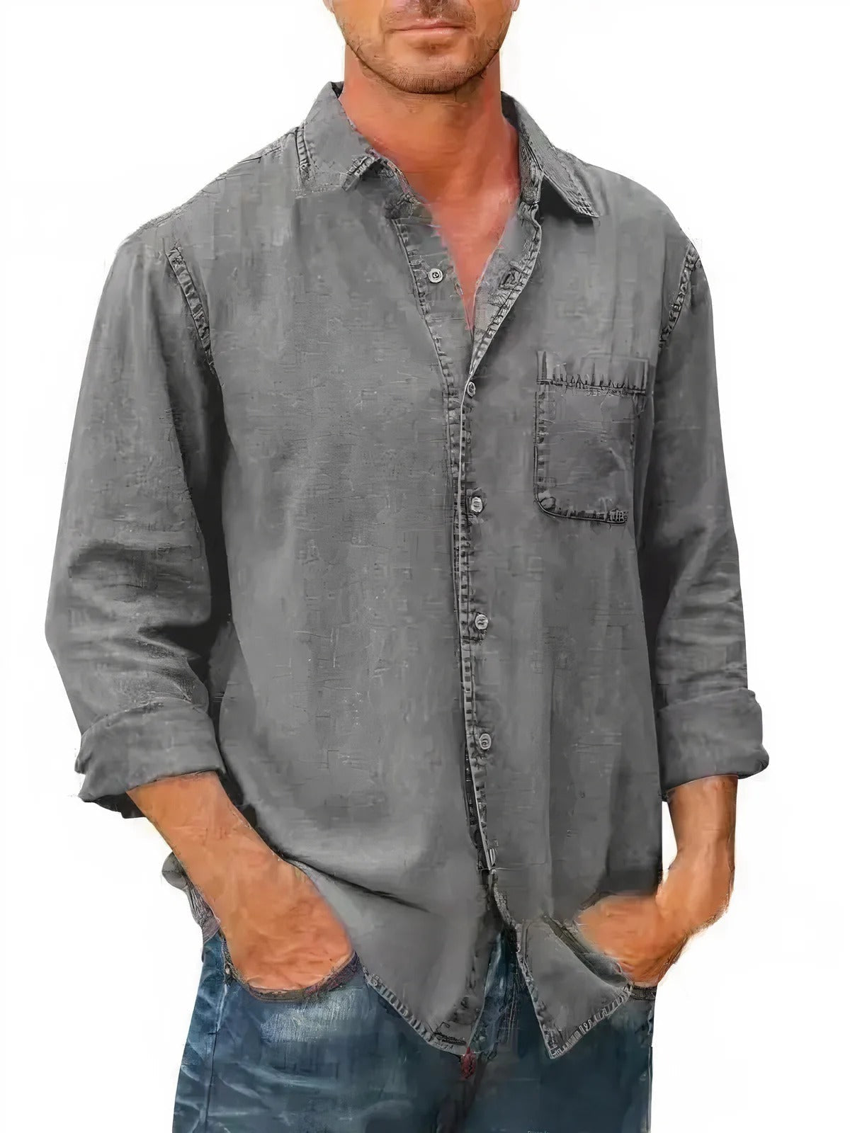 Camisa de cowboy longa -suspensa para homens | Ideal para o verão