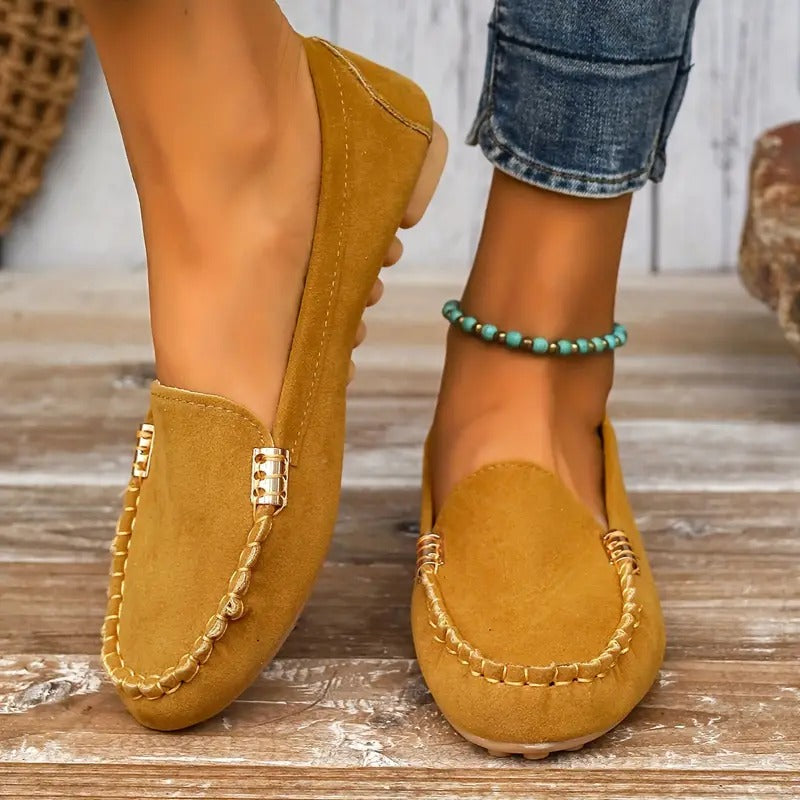 Sapatos femininos baixos com deslizamento fácil | Ideal para o dia a dia