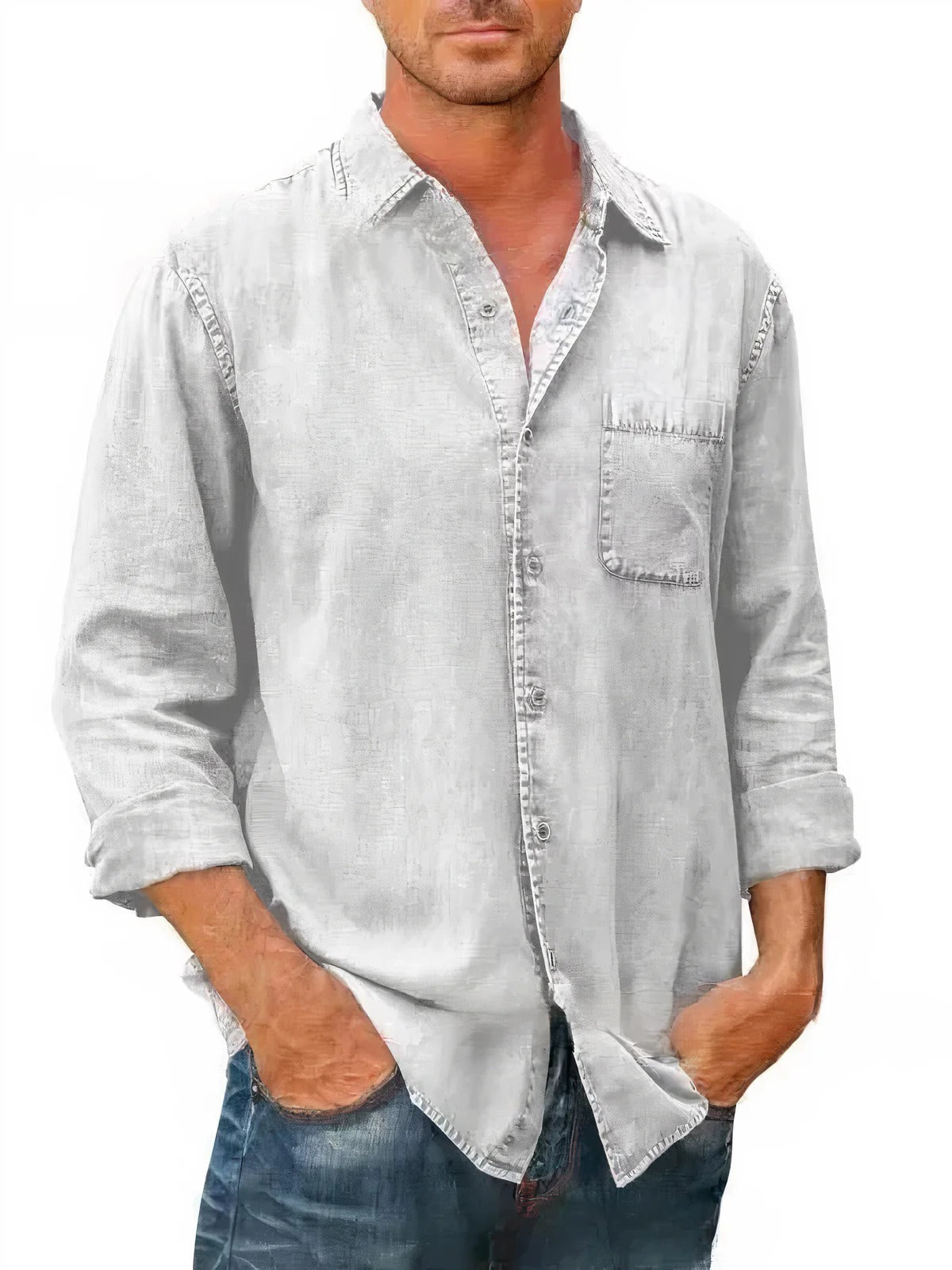 Camisa de cowboy longa -suspensa para homens | Ideal para o verão