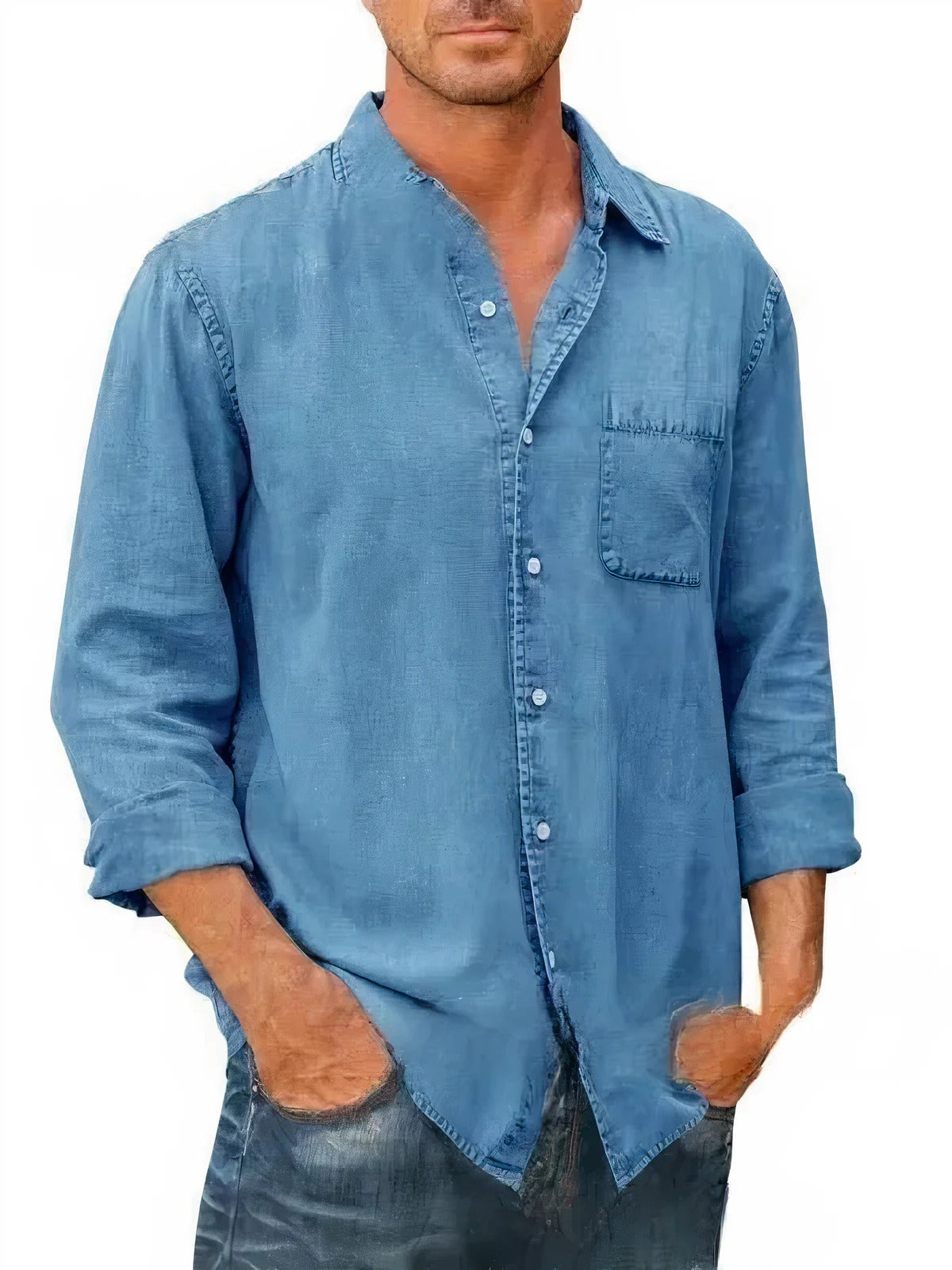 Camisa de cowboy longa -suspensa para homens | Ideal para o verão