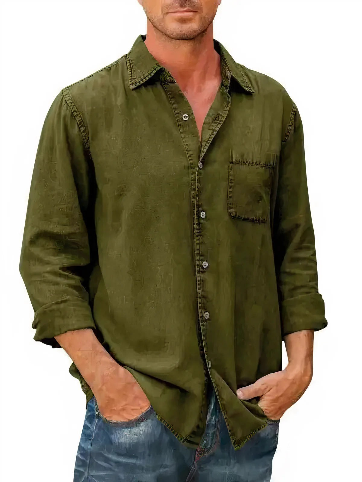 Camisa de cowboy longa -suspensa para homens | Ideal para o verão
