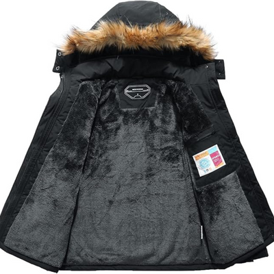 Jaqueta quente de inverno com capuz masculino