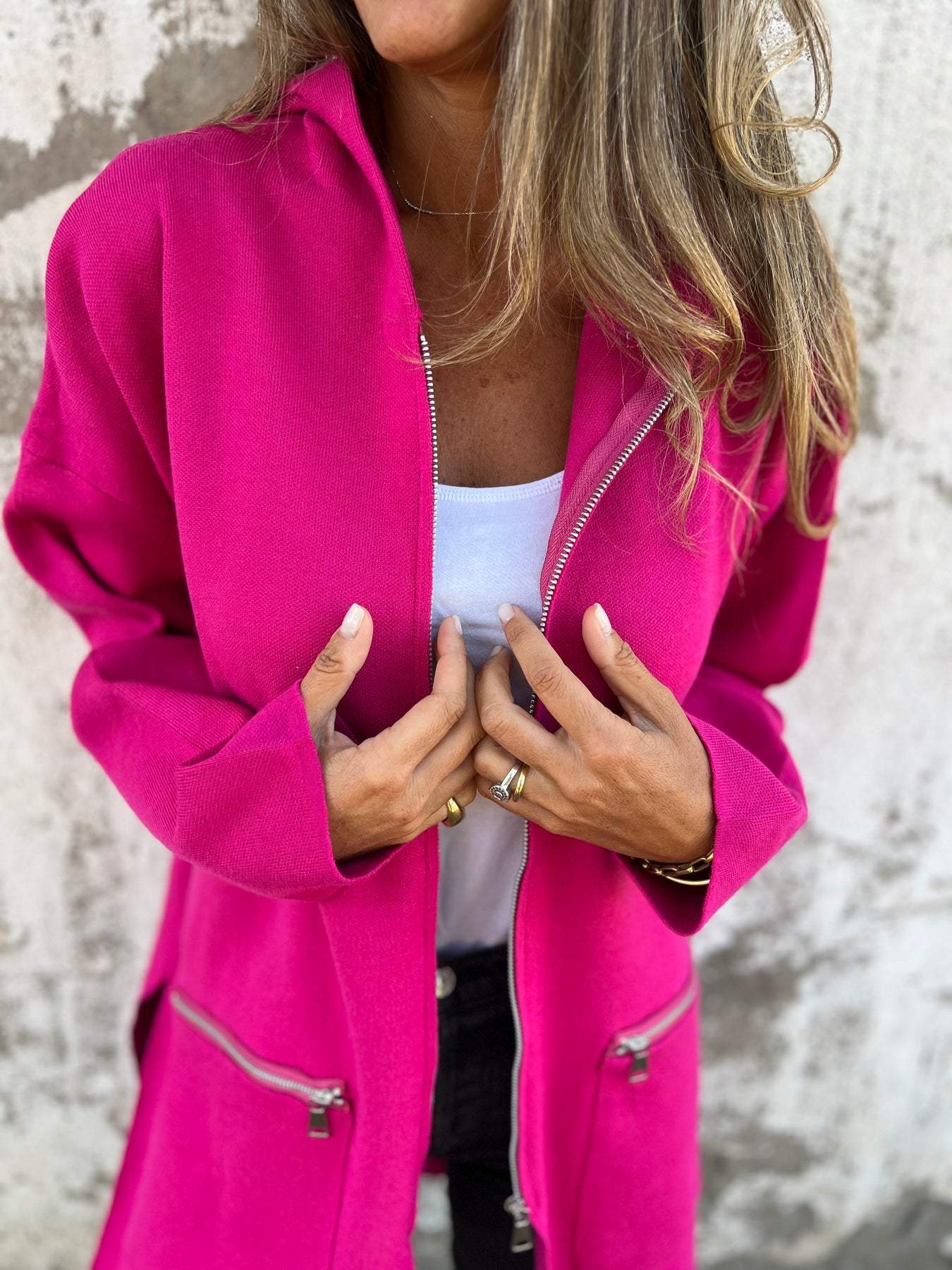 Colete feminino longo, Liso - Angelique