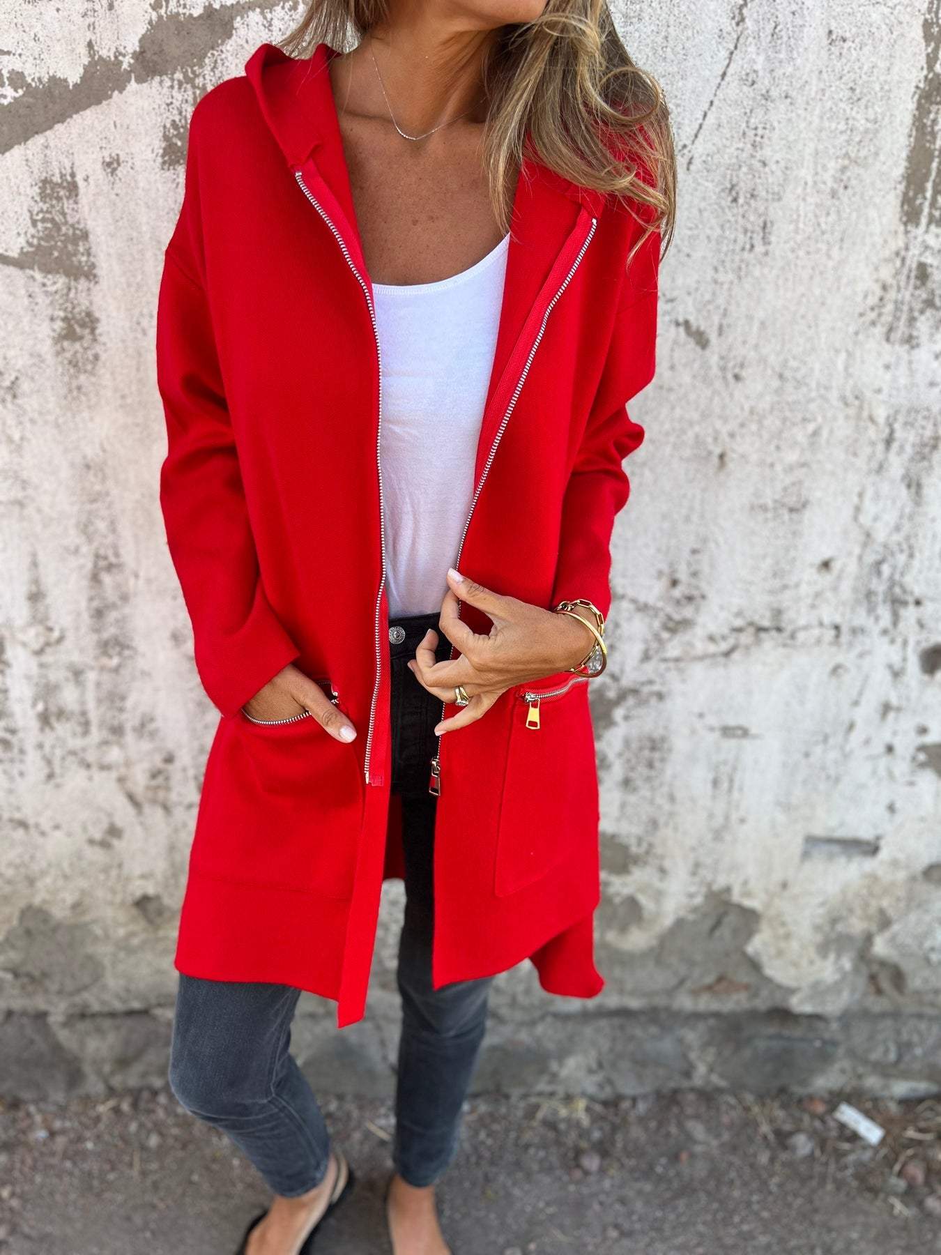 Colete feminino longo, Liso - Angelique