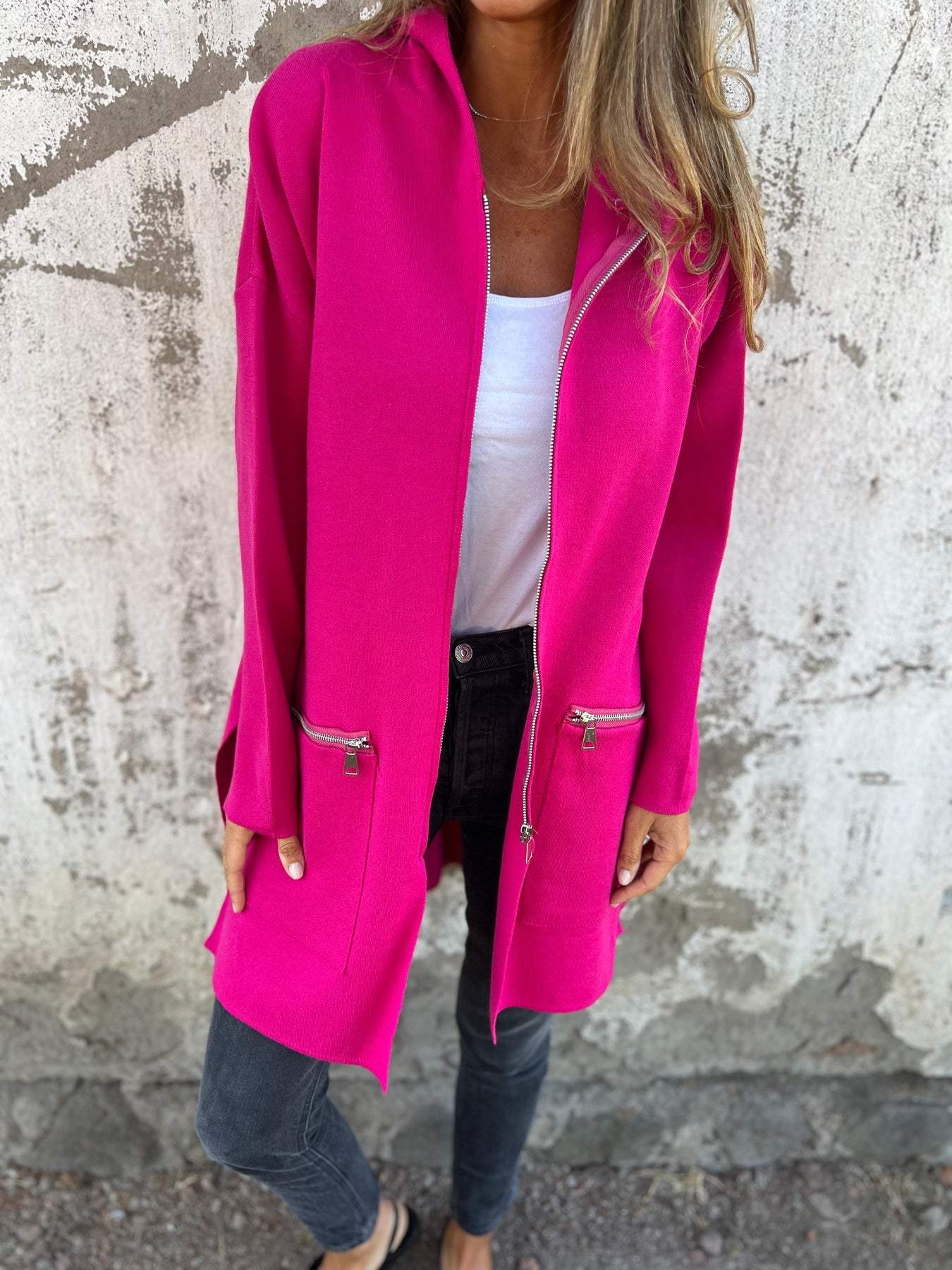 Colete feminino longo, Liso - Angelique