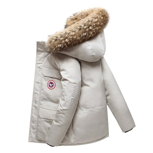 Warmer und dicker Herren Parka Bequeme Winterjacke | mit Fellkapuze