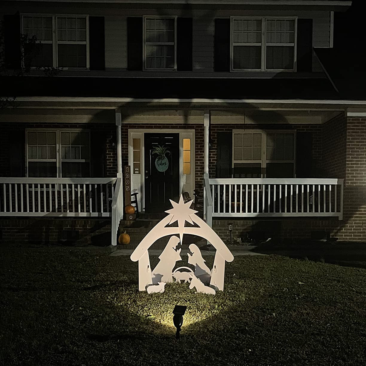 Présentoir de silhouettes de crèches de Noël pour extérieur