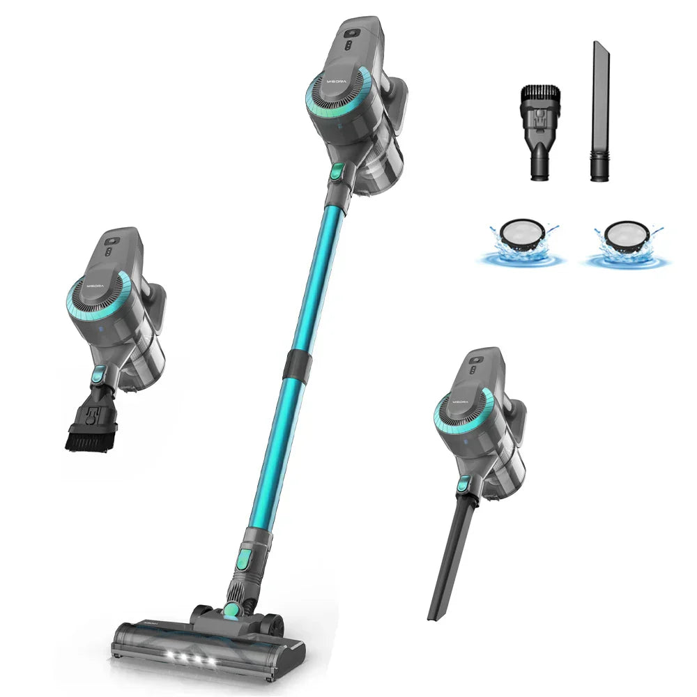 Aspirador de mano inalámbrico 6 en 1 - Con cepillo LED, batería de 2200mAh y funcionamiento silencioso (65DB)