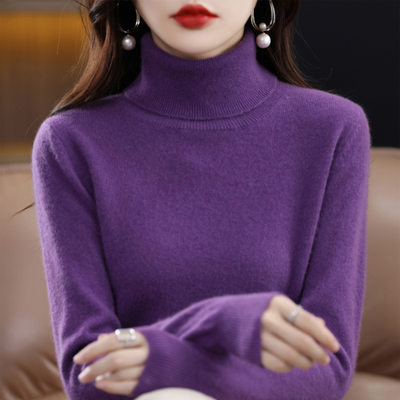 Jersey do pescoço da Caxemira de luxo para mulheres - Elena