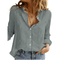 Camisa de mulher abotoada feminina confortável e fresco estilo