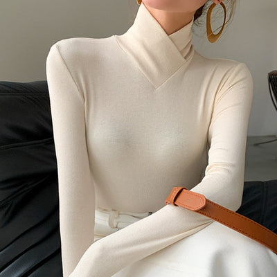 Élégant jersey à col roulé à manches longues pour femme