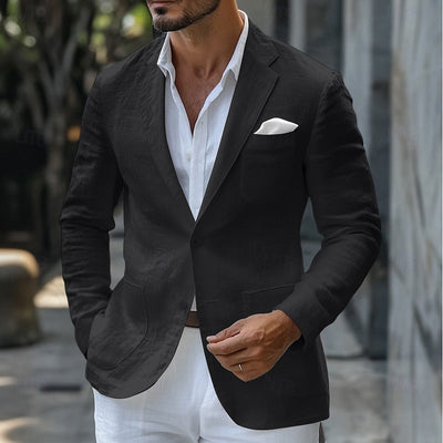 Blazer d'été en lin pour homme - Coupe slim et légère
