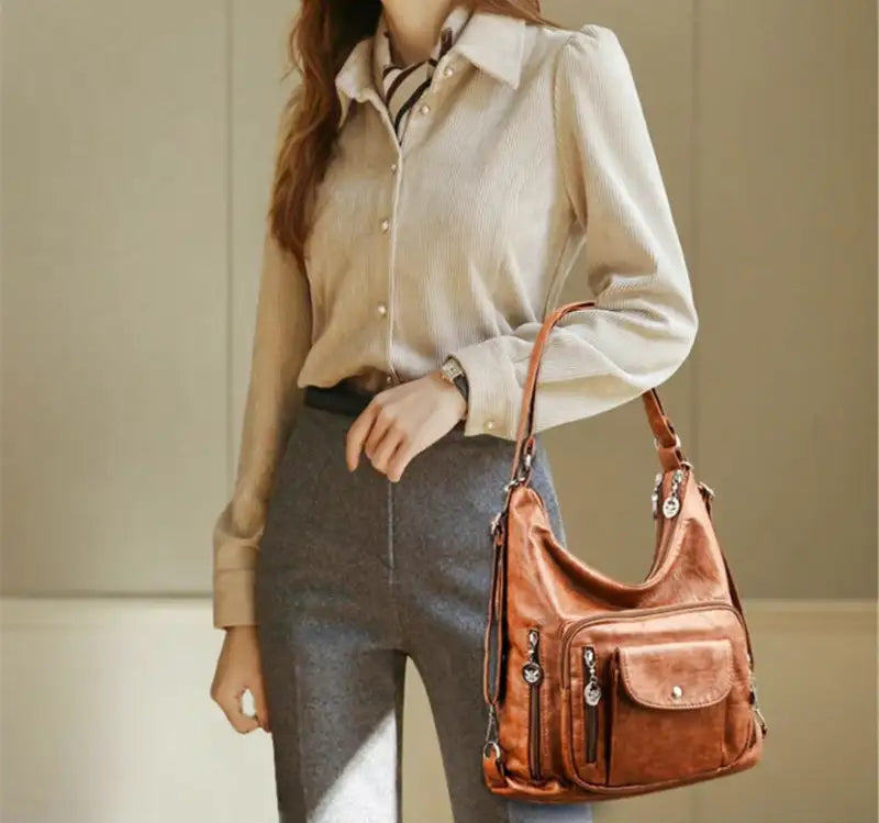 Odalis - bolsa de couro com vários bolsos