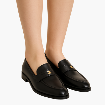 Mocasino ortopedico in pelle da donna - Nero