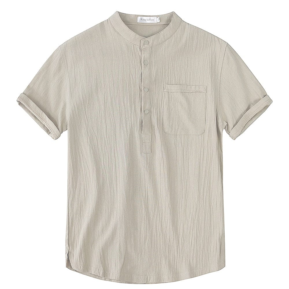 Camisa de linho respirável de manga curto