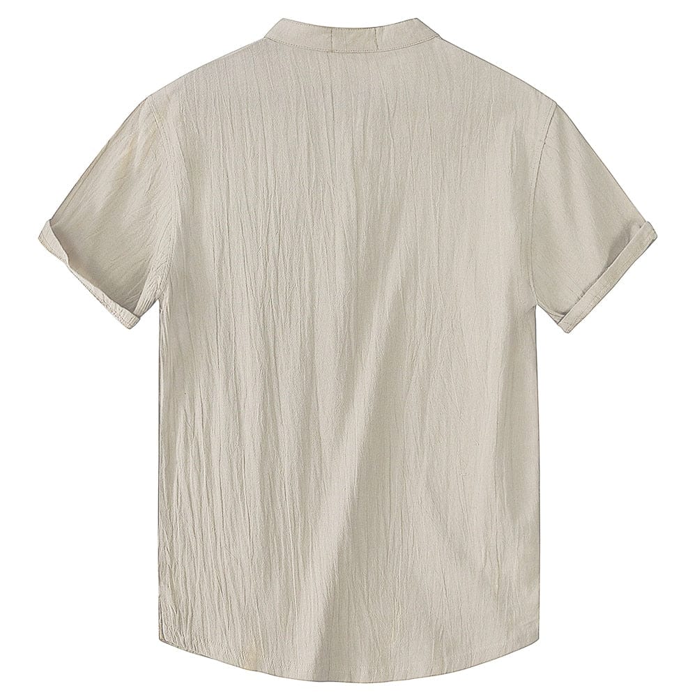 Camisa de linho respirável de manga curto