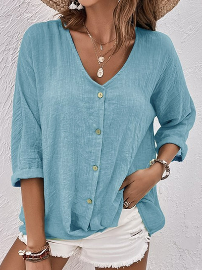 Sarah | Camisa de linho de aço com botões
