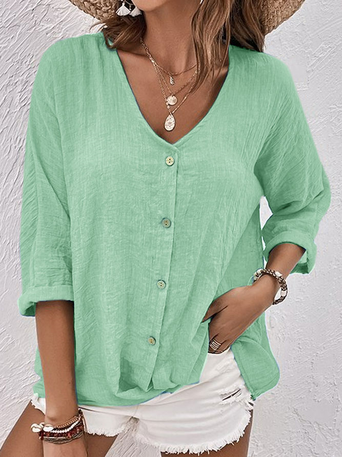 Sarah | Camisa de linho de aço com botões