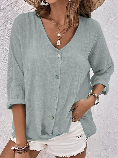 Sarah | Camisa de linho de aço com botões