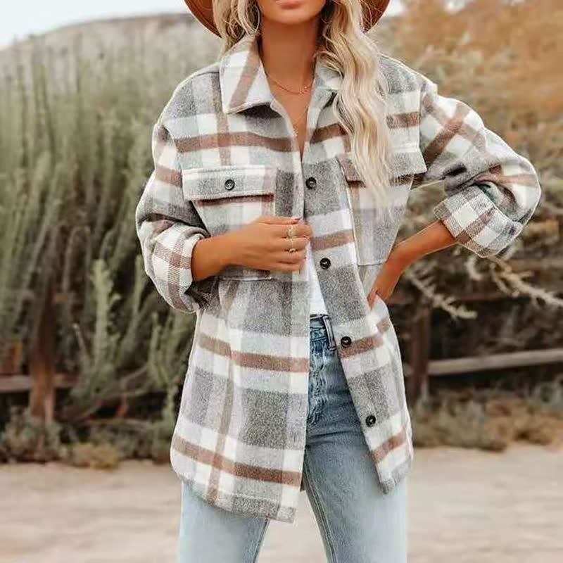 Blusa da mistura de algodão elegante para a primavera - mulher