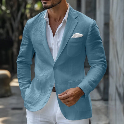 Blazer d'été en lin pour homme - Coupe slim et légère