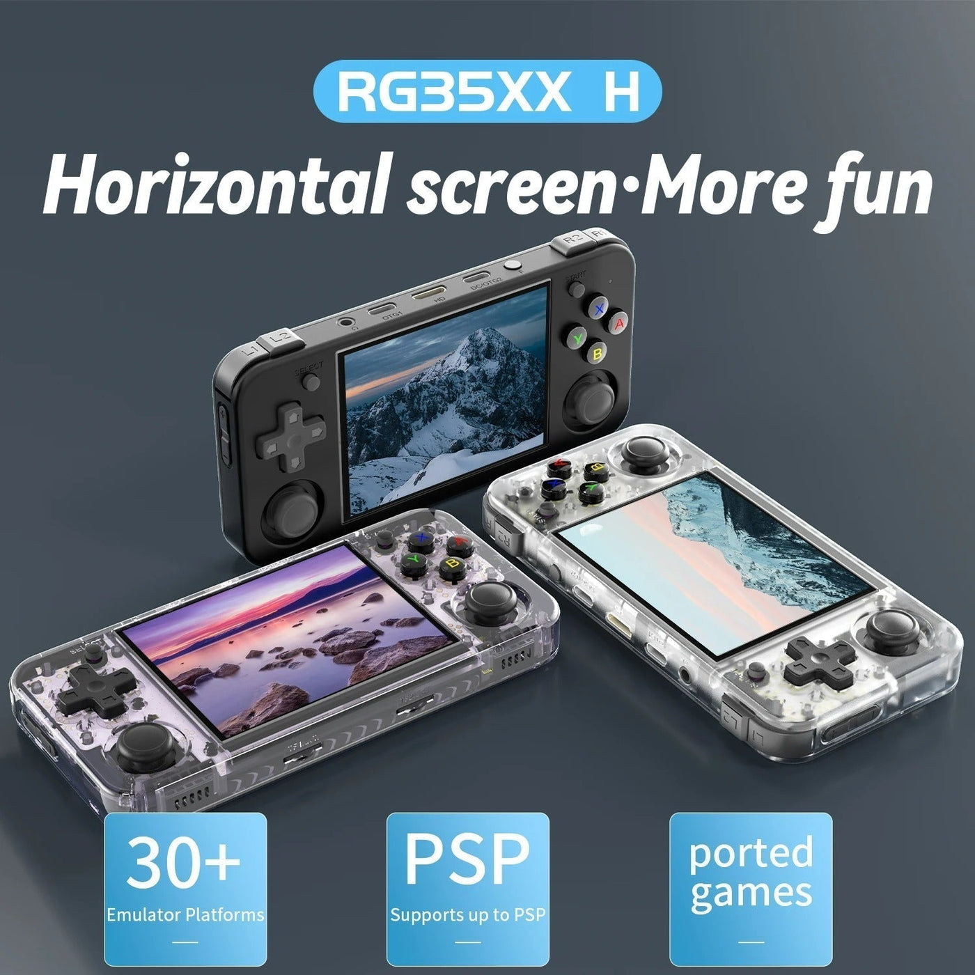 Console de jogos portáteis retro - tela IPS de 3,5 ", sistema operacional Linux