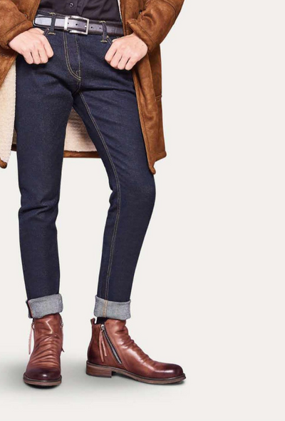 Botas de couro masculinas com sola não -deslizante e design elegante