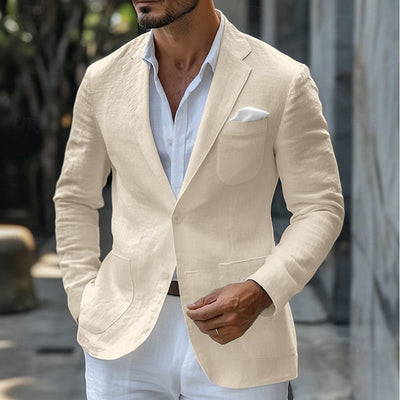 Blazer d'été en lin pour homme - Coupe slim et légère