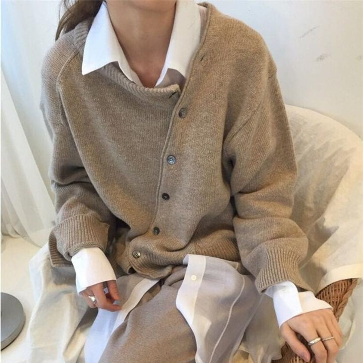 Mujer - Cárdigan de cachemira - Cómoda tapeta de botones - Elegante y suave prenda de punto para mujer con estilo