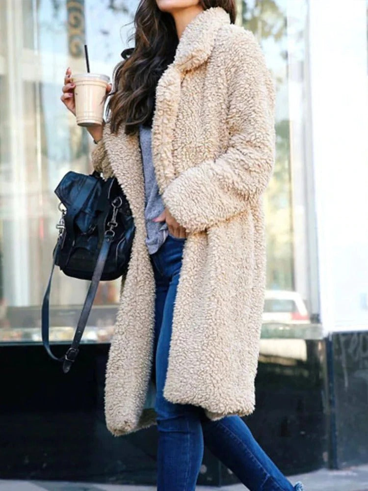 Weicher Oversize-Teddy-Langmantel für Frauen | Warmer und weicher Wintermantel