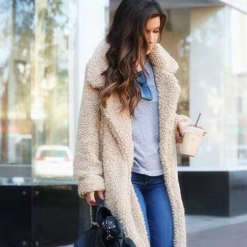 Weicher Oversize-Teddy-Langmantel für Frauen | Warmer und weicher Wintermantel