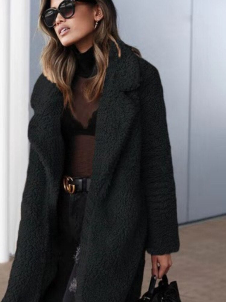 Weicher Oversize-Teddy-Langmantel für Frauen | Warmer und weicher Wintermantel