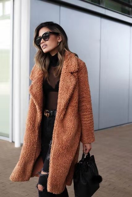 Weicher Oversize-Teddy-Langmantel für Frauen | Warmer und weicher Wintermantel