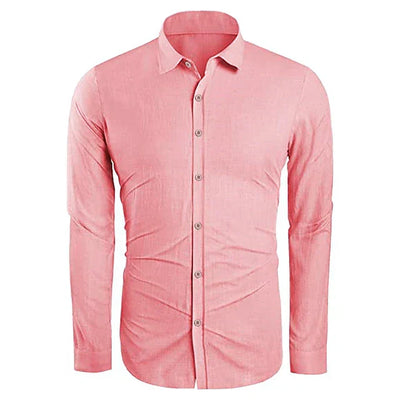 Camisa de linho com suspensão longa masculina - primavera, verão