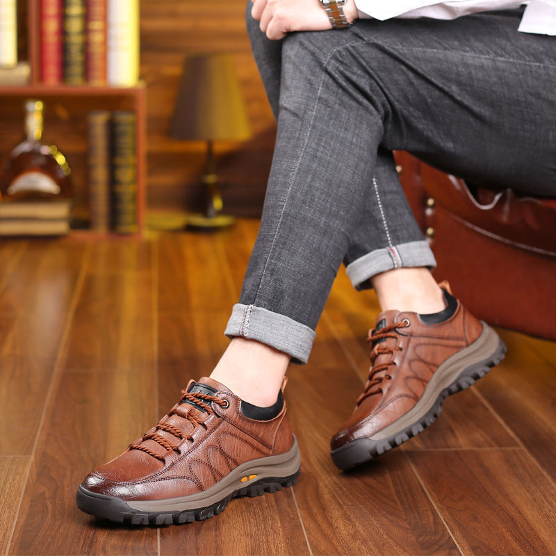 Sapatos ortopédicos de couro respirável para homem