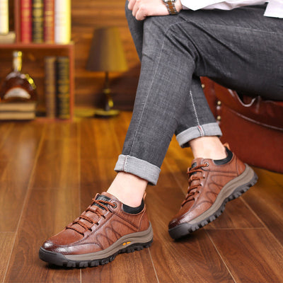 Sapatos ortopédicos de couro respirável para homem