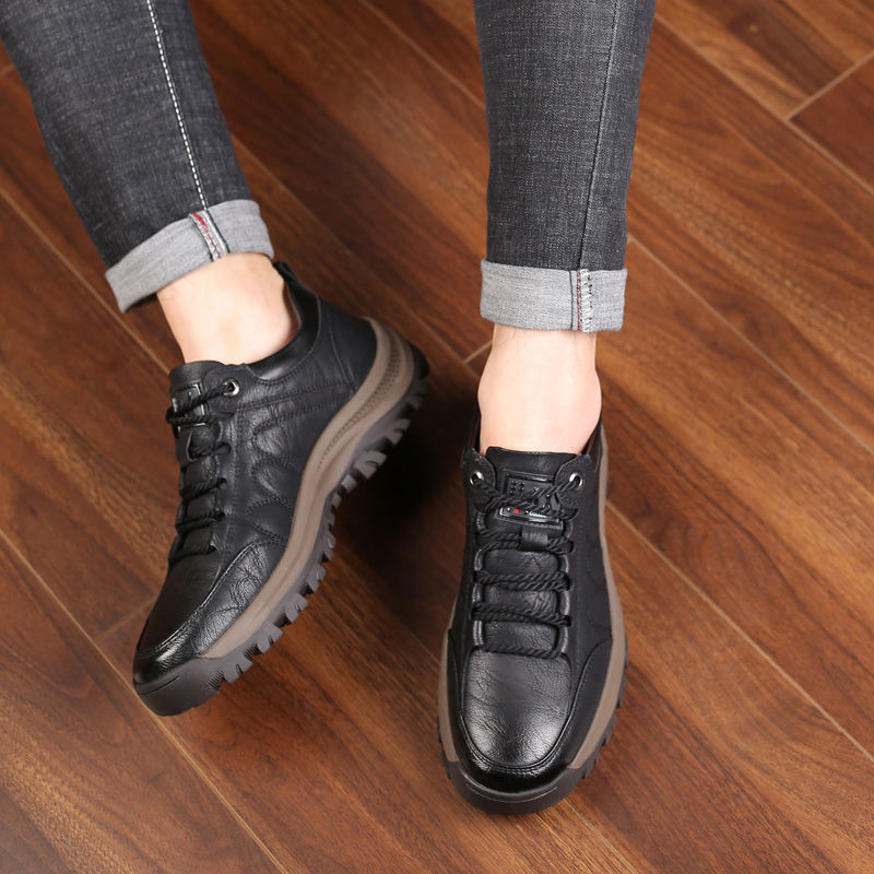 Sapatos ortopédicos de couro respirável para homem
