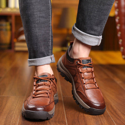 Sapatos ortopédicos de couro respirável para homem