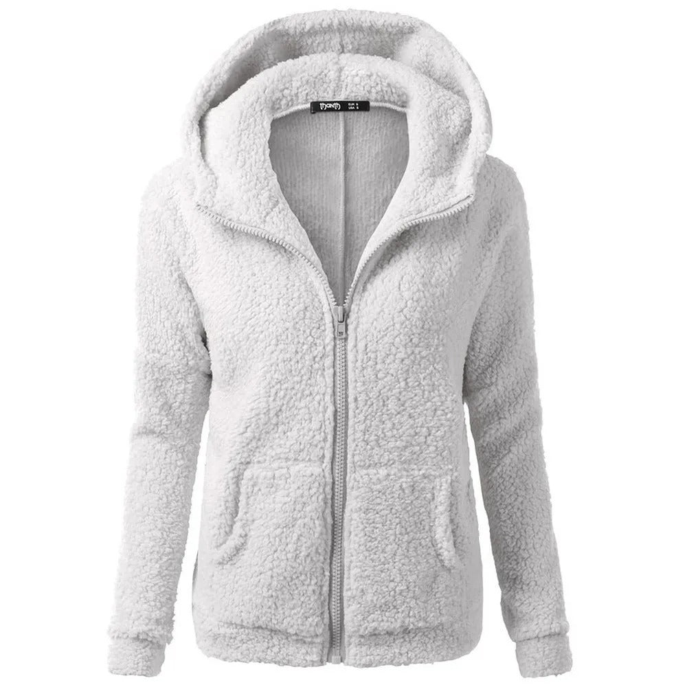 Jaqueta de inverno feminina com capuz polar