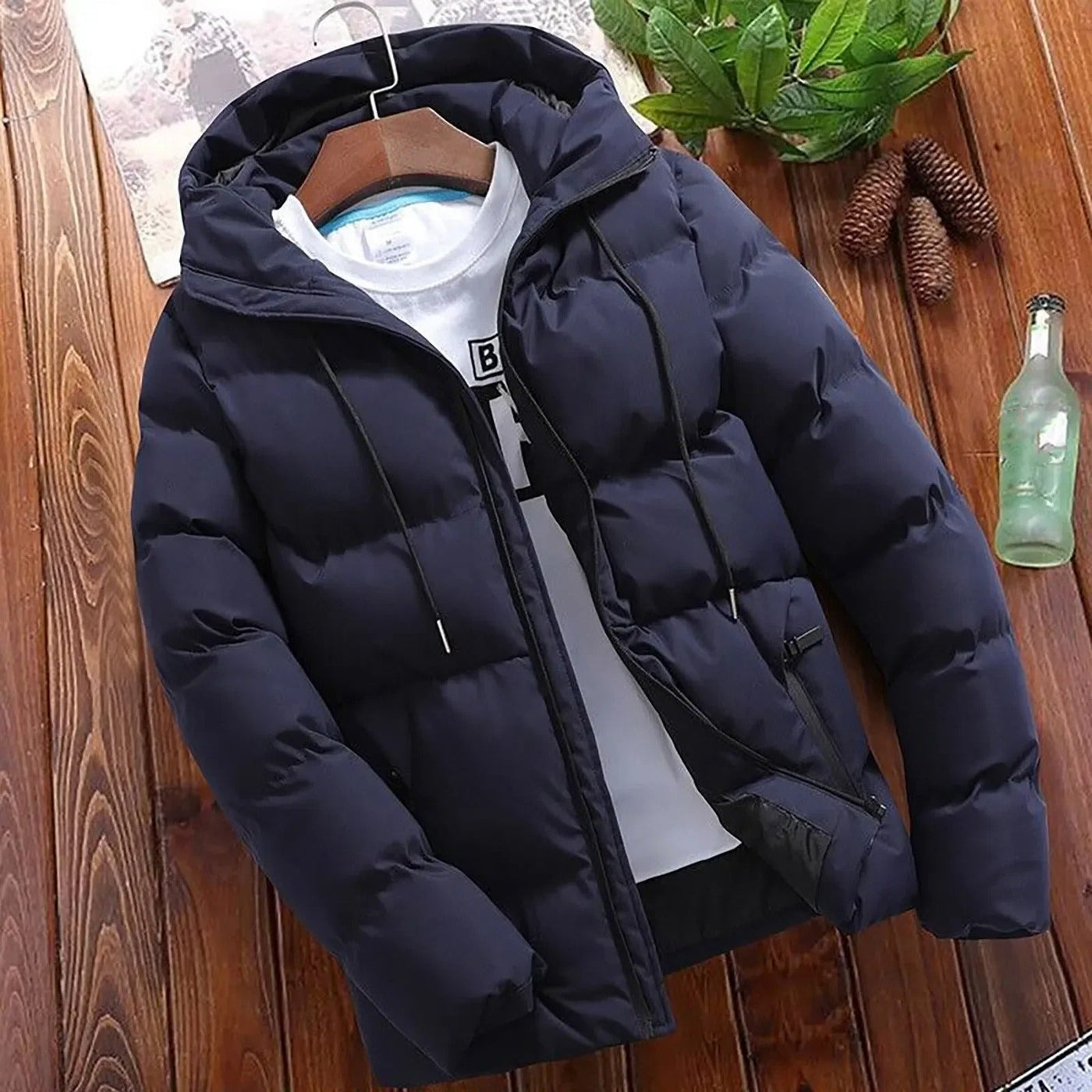 Jaqueta polar com capuz masculino