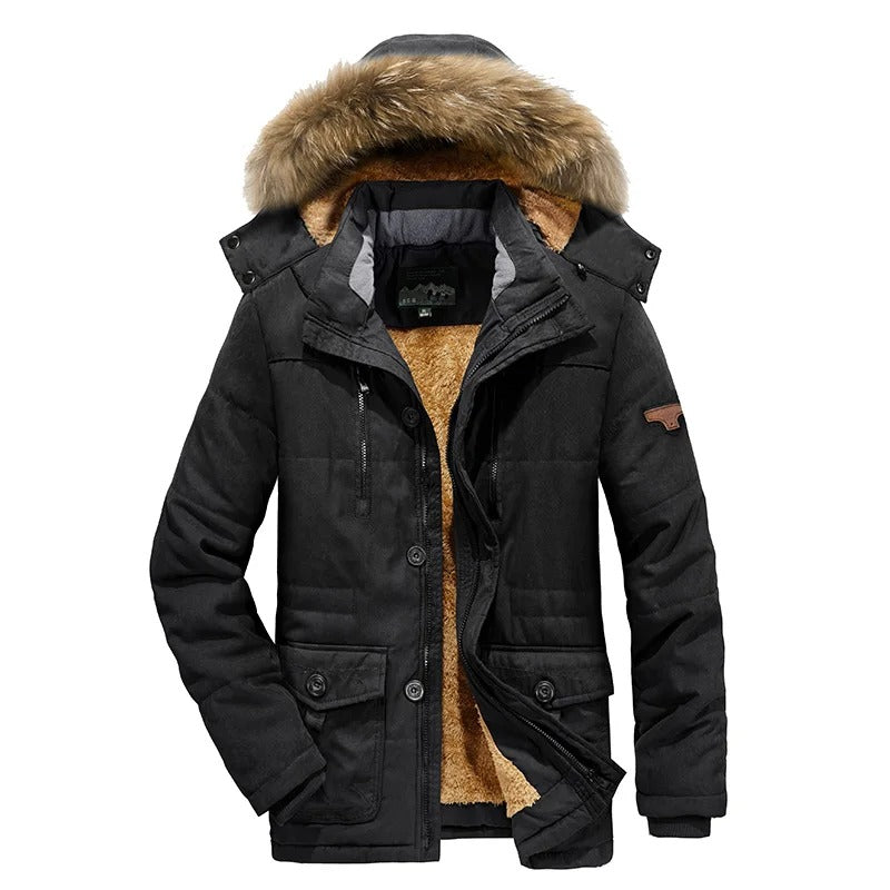 Jaqueta quente de inverno com capuz masculino