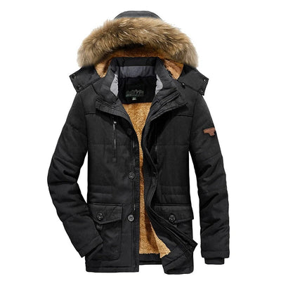 Jaqueta quente de inverno com capuz masculino
