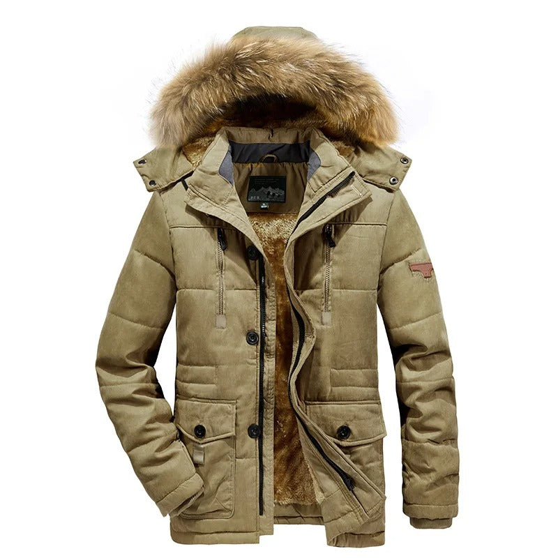 Jaqueta quente de inverno com capuz masculino