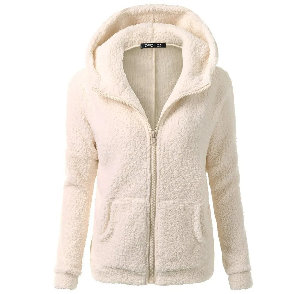 Jaqueta de inverno feminina com capuz polar